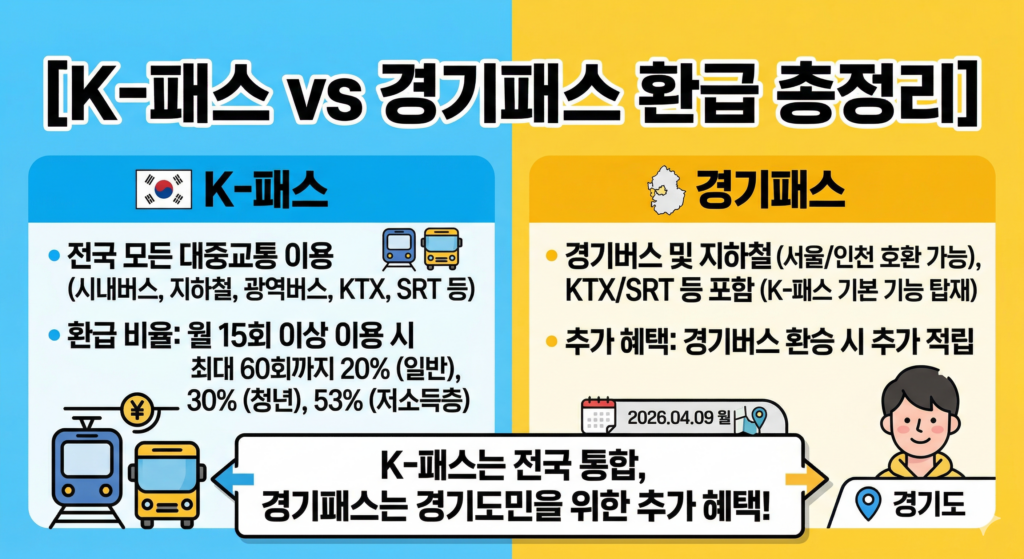 K-패스 vs The 경기패스 총정리: 경기도 교통비 환급 및 카드 신청방법